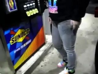 Desperate Girl Wetting Pee Jeans While Pumping Gas