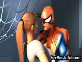 3d Blonde Babe Gets Her Pussy Licked By Spiderman
