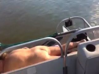 Blonde Milf Sun Bathing On Pontoon Boat