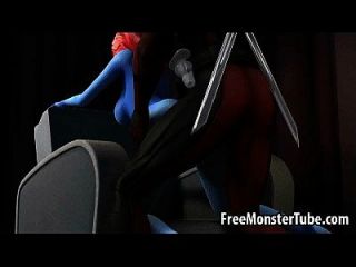 Blue Skinned 3d Cartoon Babe Gets Fucked By Deapdool