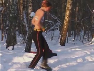 My Girlfriend Naked In Winter Forest