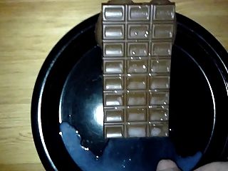 Big Cumshot (16 Spurts) Onto A Chocolate Bar