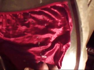 Red Satin Panty Cumshot