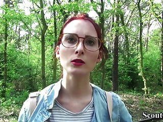 German Scout - College Redhead Teen Lia in Public Casting